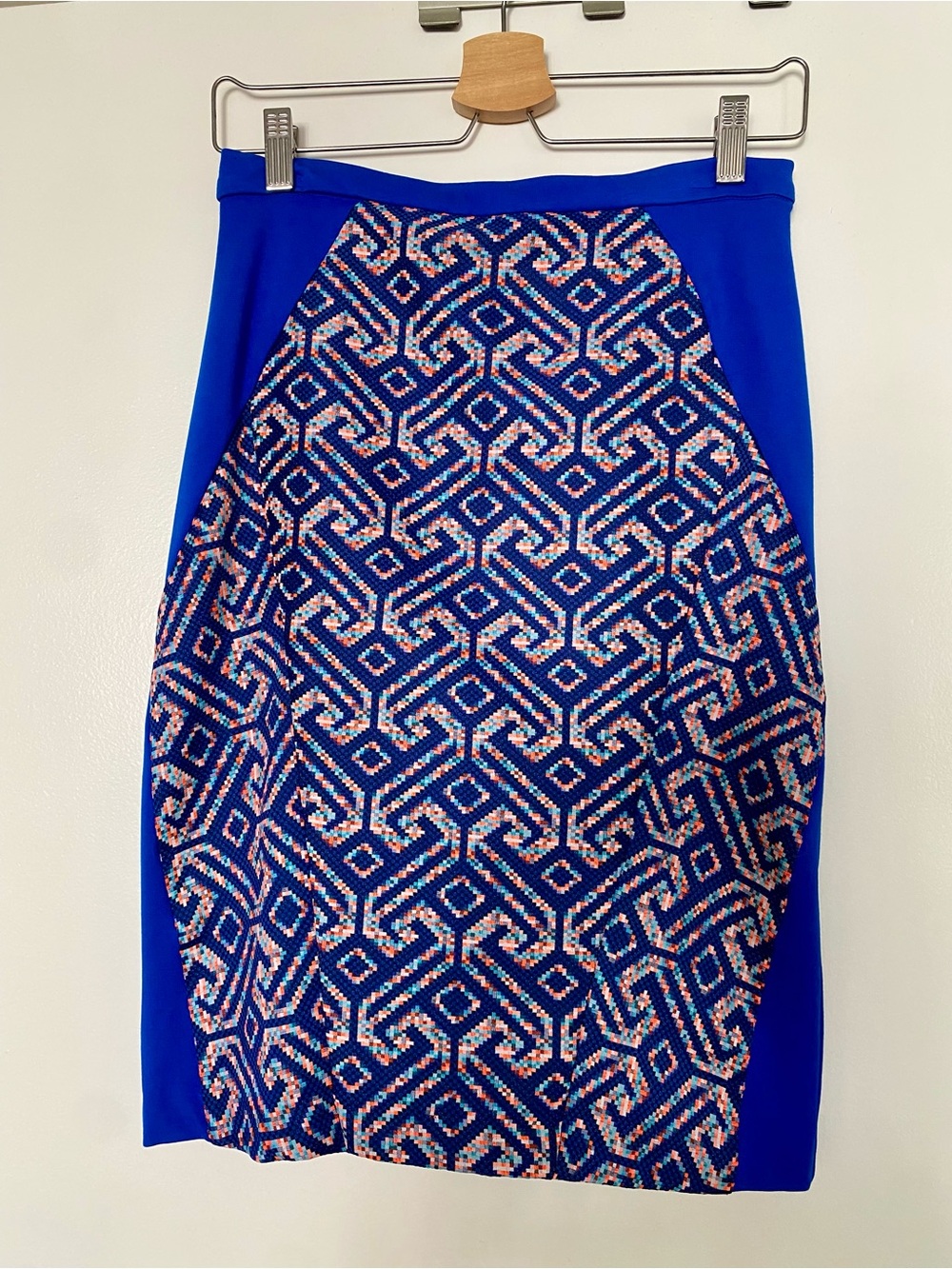 Anthropologie NWT Royal Blue Geometric Pencil Skirt